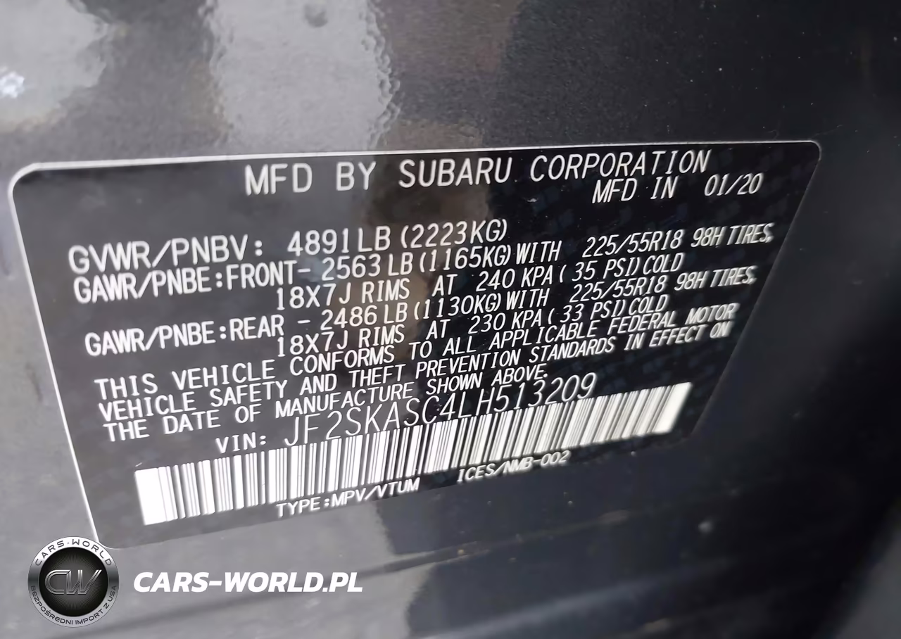 2020 Subaru Forester Limited VIN:JF2SKASC4LH513209 - 9