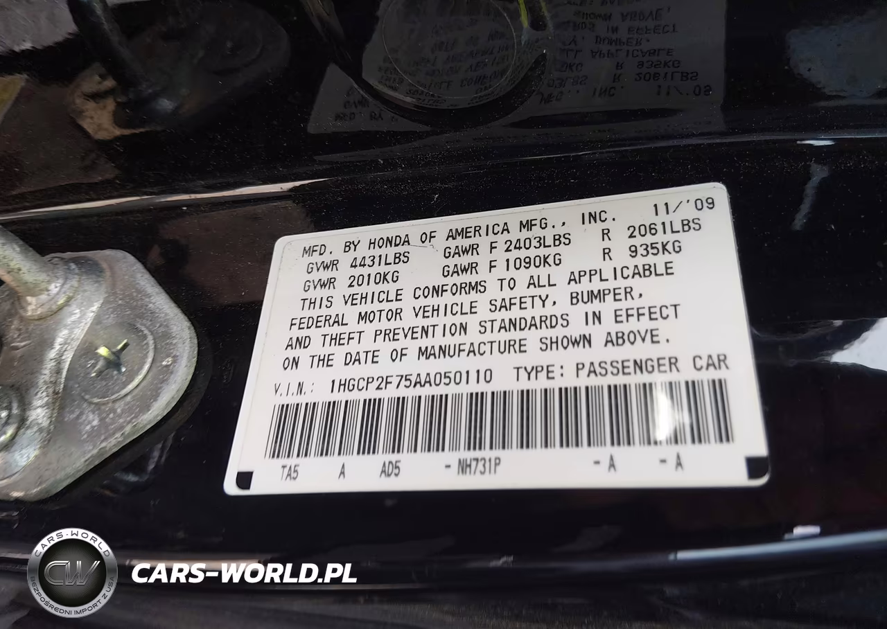 2010 Honda Accord 2.4 Ex VIN:1HGCP2F75AA050110 - 9