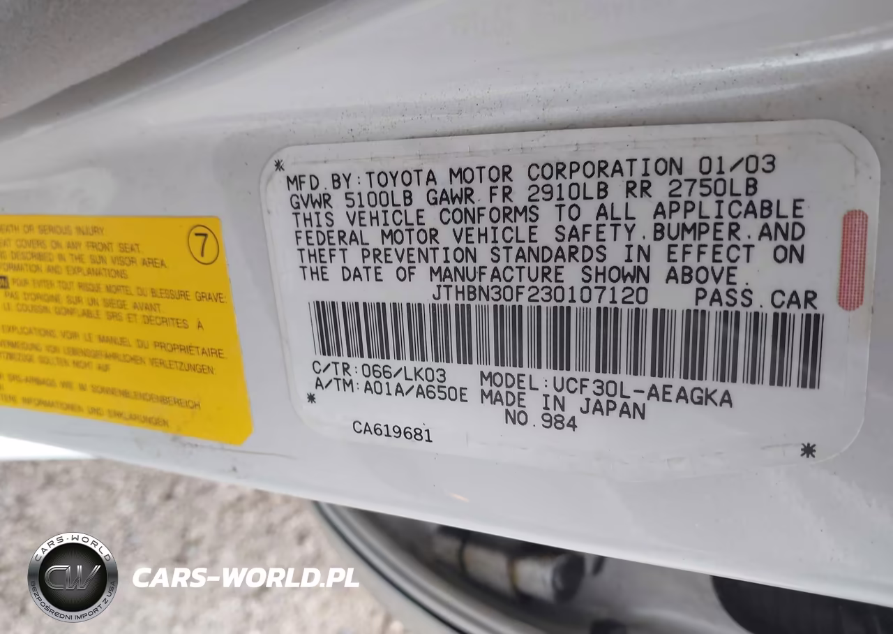 2003 Lexus Ls 430 VIN:JTHBN30F230107120 - 9