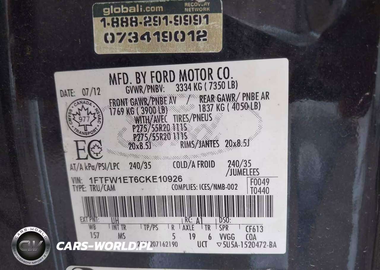 2012 Ford F150 Supercrew VIN:1FTFW1ET6CKE10926 - 9