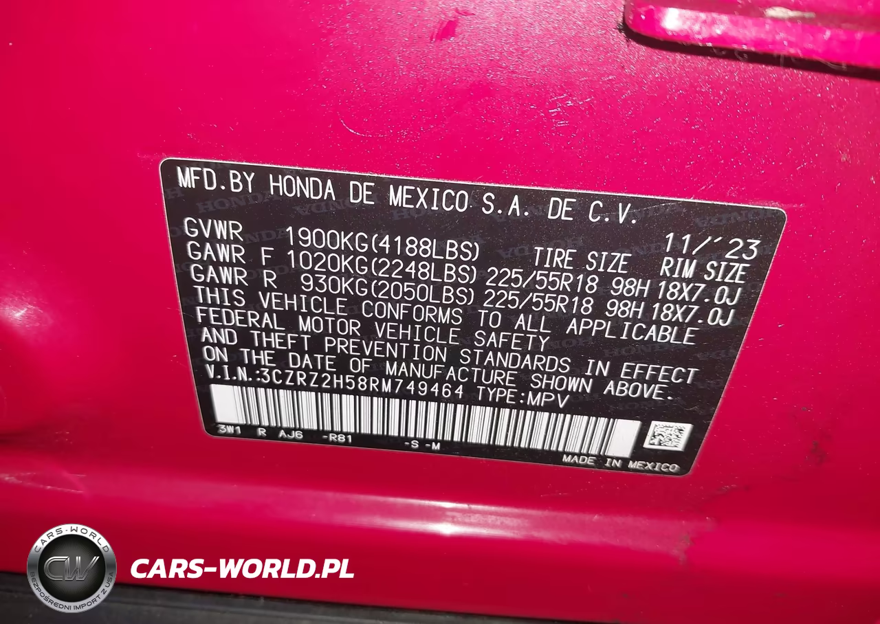 2024 Honda Hr-V Awd Sport-Awd Sport W-O Bsi VIN:3CZRZ2H58RM749464 - 9