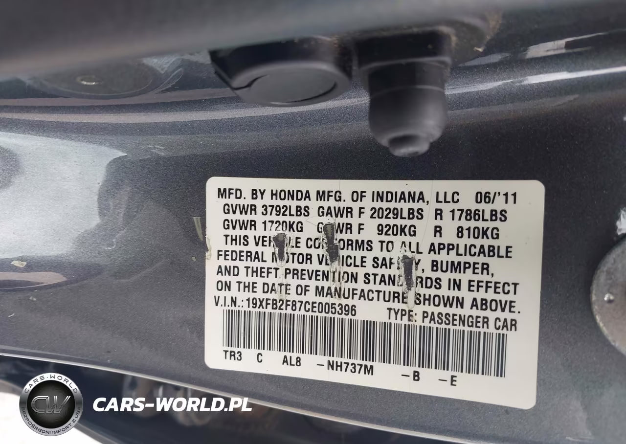 2012 Honda Civic Ex VIN:19XFB2F87CE005396 - 9