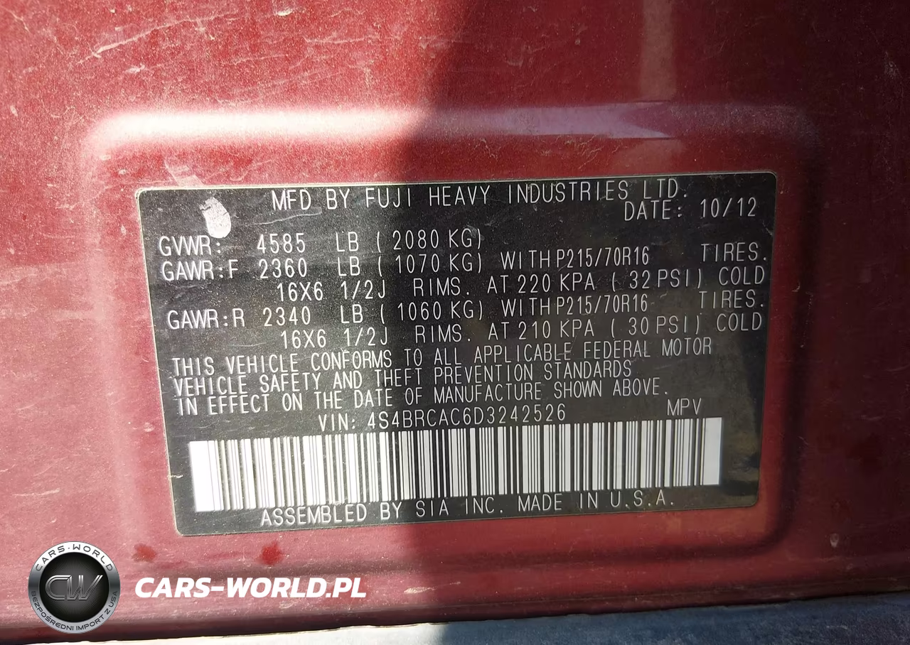 2013 Subaru Outback 2.5I VIN:4S4BRCAC6D3242526 - 9