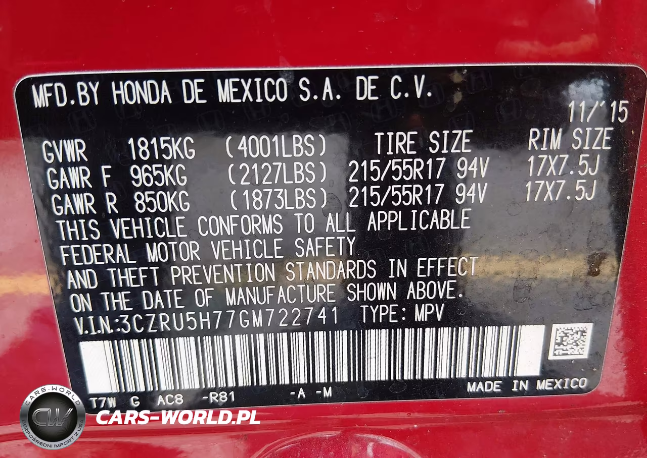 2016 Honda Hr-V Ex-L VIN:3CZRU5H77GM722741 - 9