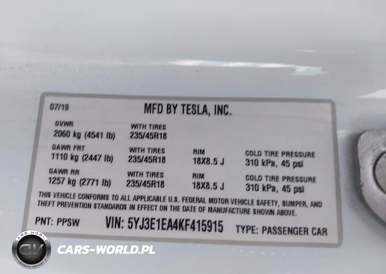 2019 Tesla Model 3 Long Range-Mid Range-Standard Range-Standard Range Plus VIN:5YJ3E1EA4KF415915 - 9
