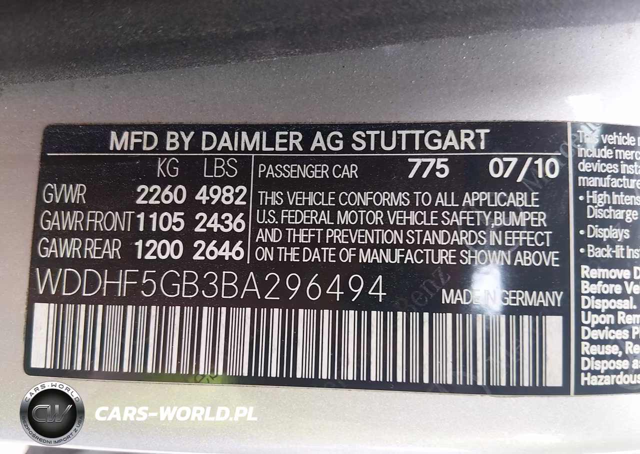 2011 Mercedes-Benz E 350 VIN:WDDHF5GB3BA296494 - 9