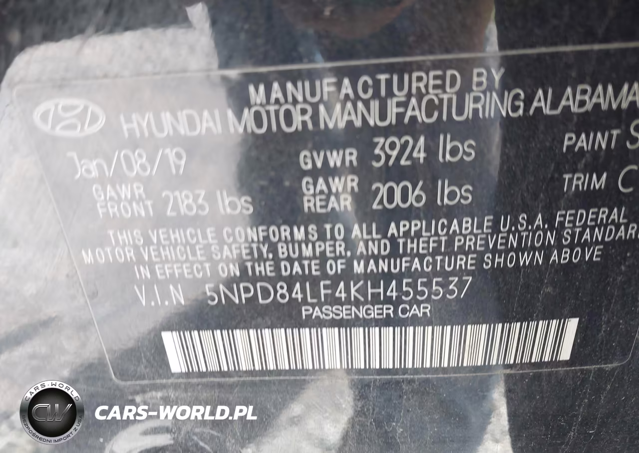 2019 Hyundai Elantra Limited VIN:5NPD84LF4KH455537 - 9