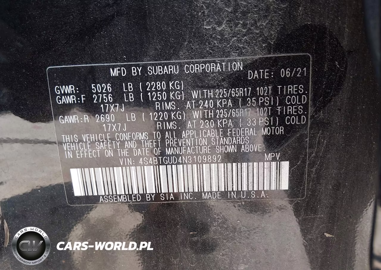 2022 Subaru Outback Wilderness VIN:4S4BTGUD4N3109892 - 9