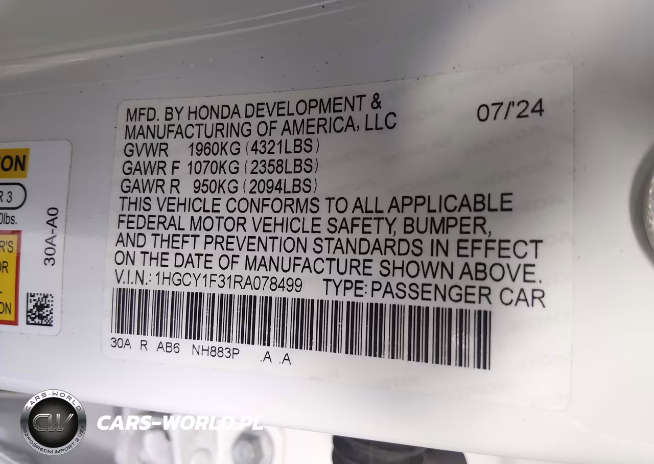 2024 Honda Accord Ex VIN:1HGCY1F31RA078499 - 9