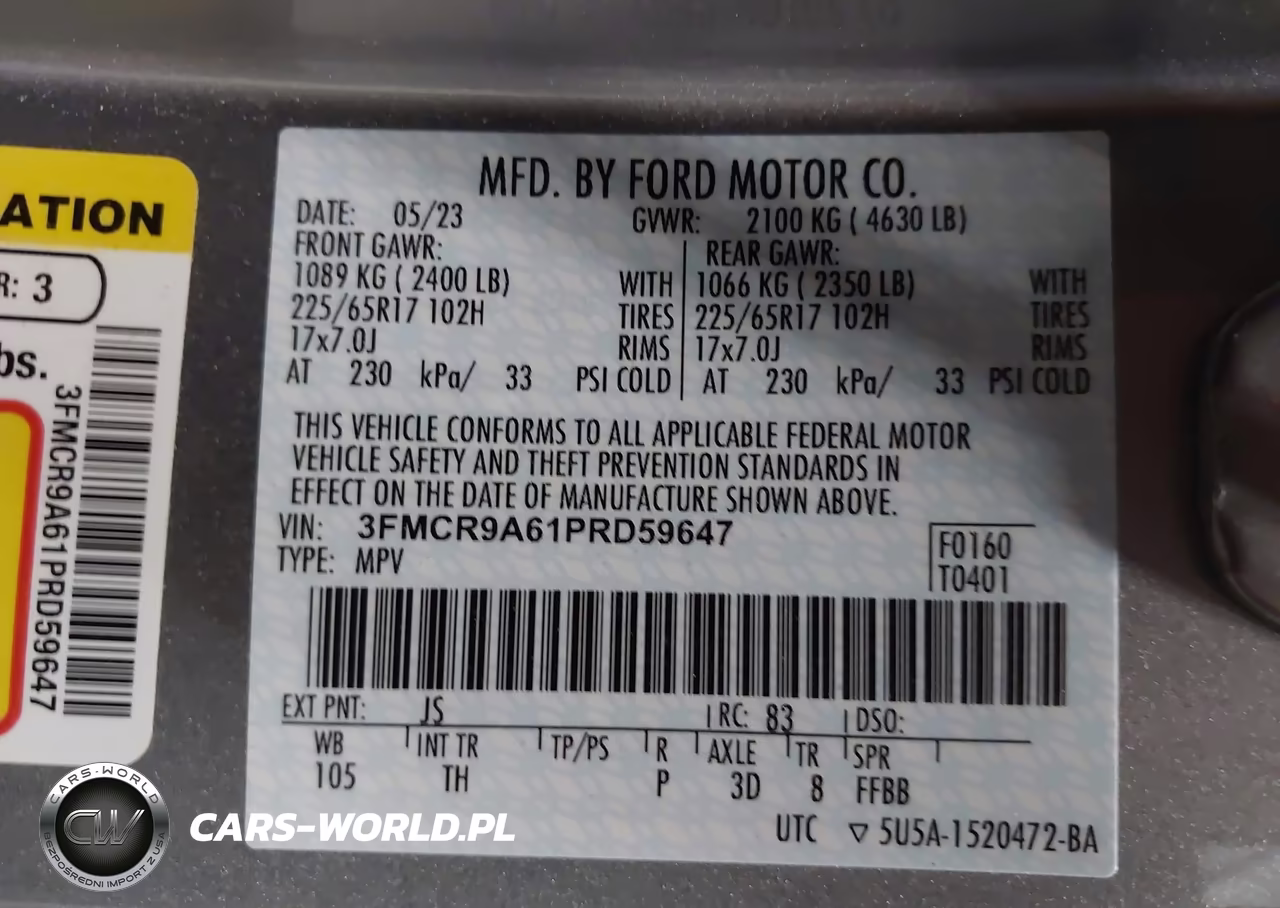 2023 Ford Bronco Sport VIN:3FMCR9A61PRD59647 - 9
