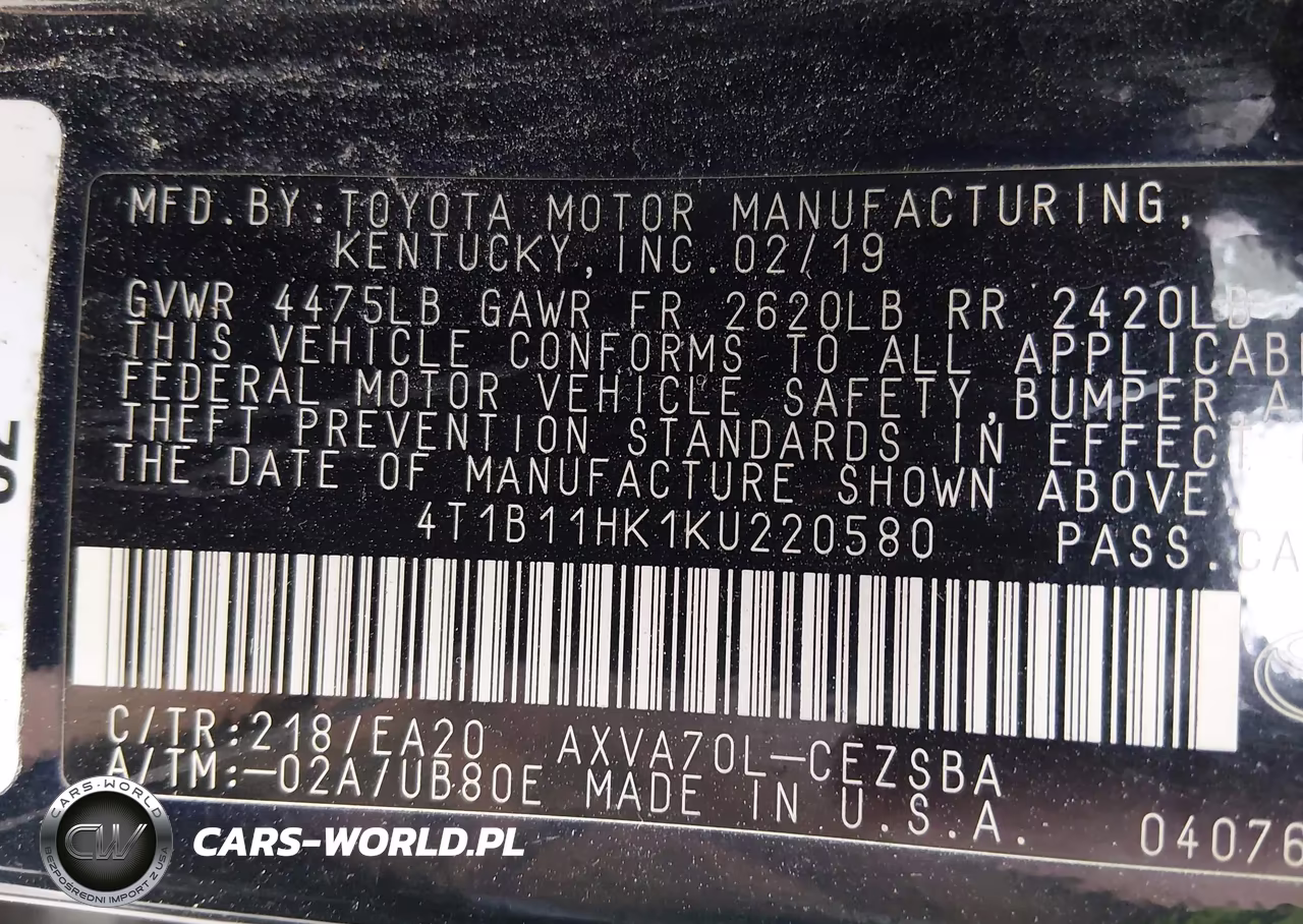 2019 Toyota Camry Se VIN:4T1B11HK1KU220580 - 9