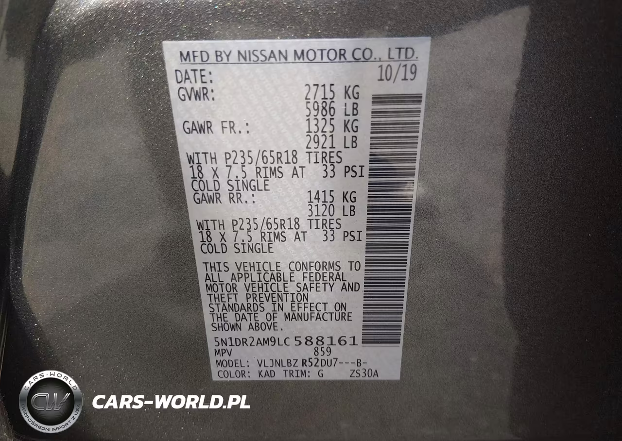 2020 Nissan Pathfinder S 4Wd VIN:5N1DR2AM9LC588161 - 9