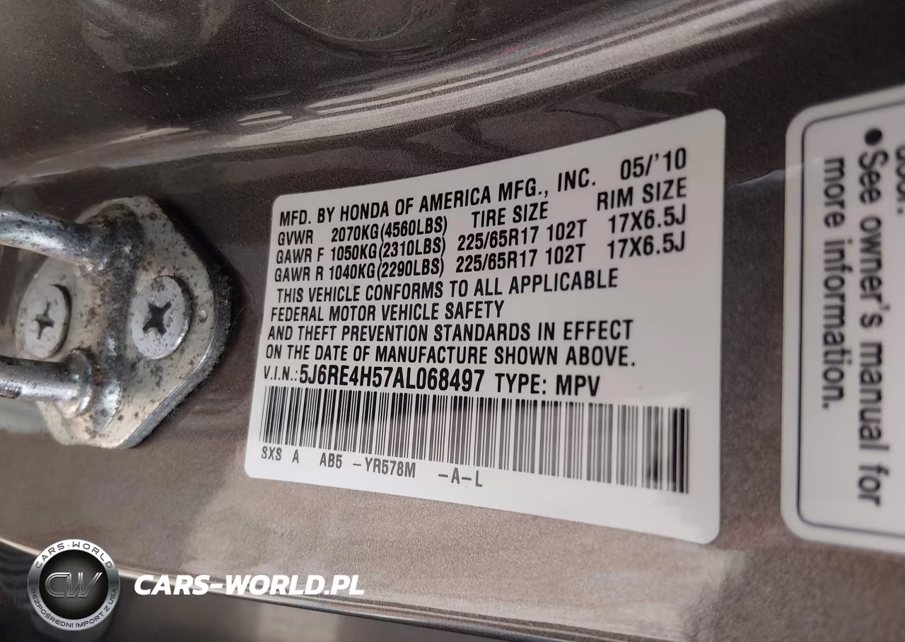 2010 Honda Cr-V Ex VIN:5J6RE4H57AL068497 - 9