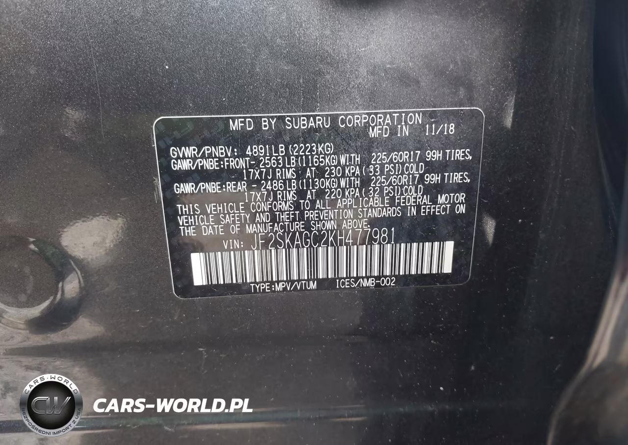 2019 Subaru Forester Premium VIN:JF2SKAGC2KH477981 - 9