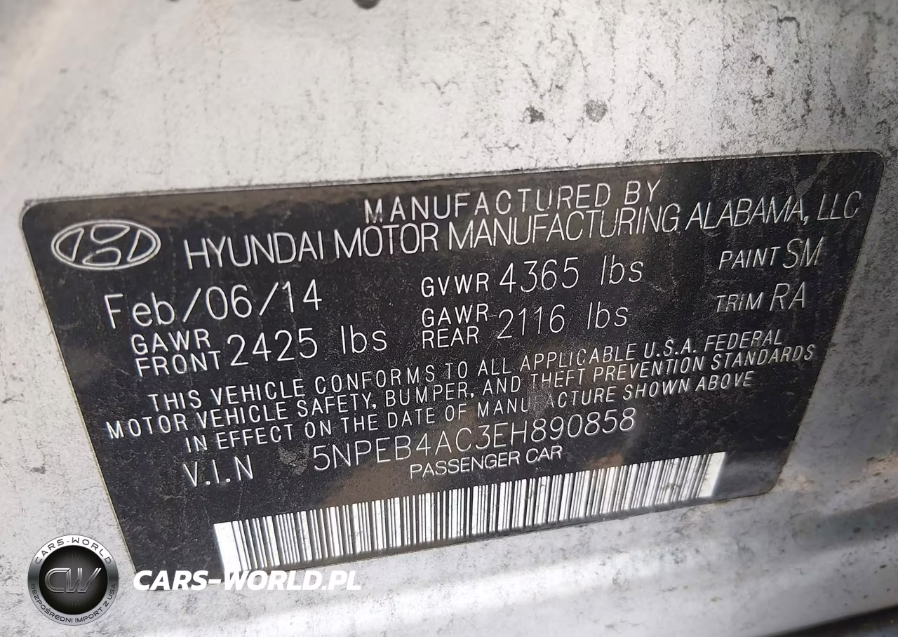 2014 Hyundai Sonata Gls VIN:5NPEB4AC3EH890858 - 9