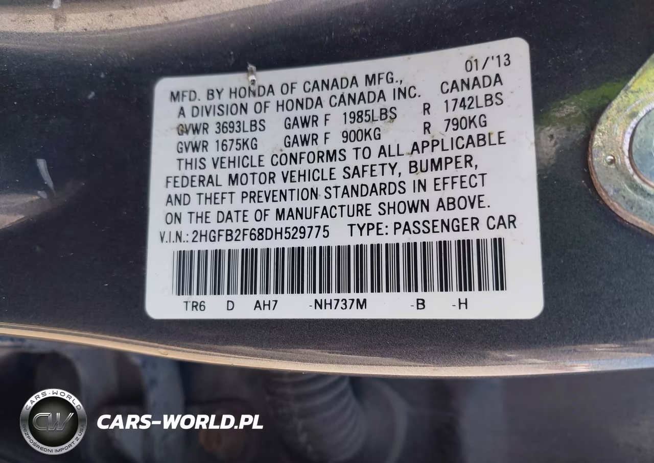 2013 Honda Civic Hf VIN:2HGFB2F68DH529775 - 9