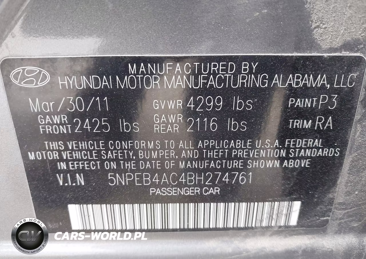 2011 Hyundai Sonata Gls VIN:5NPEB4AC4BH274761 - 9