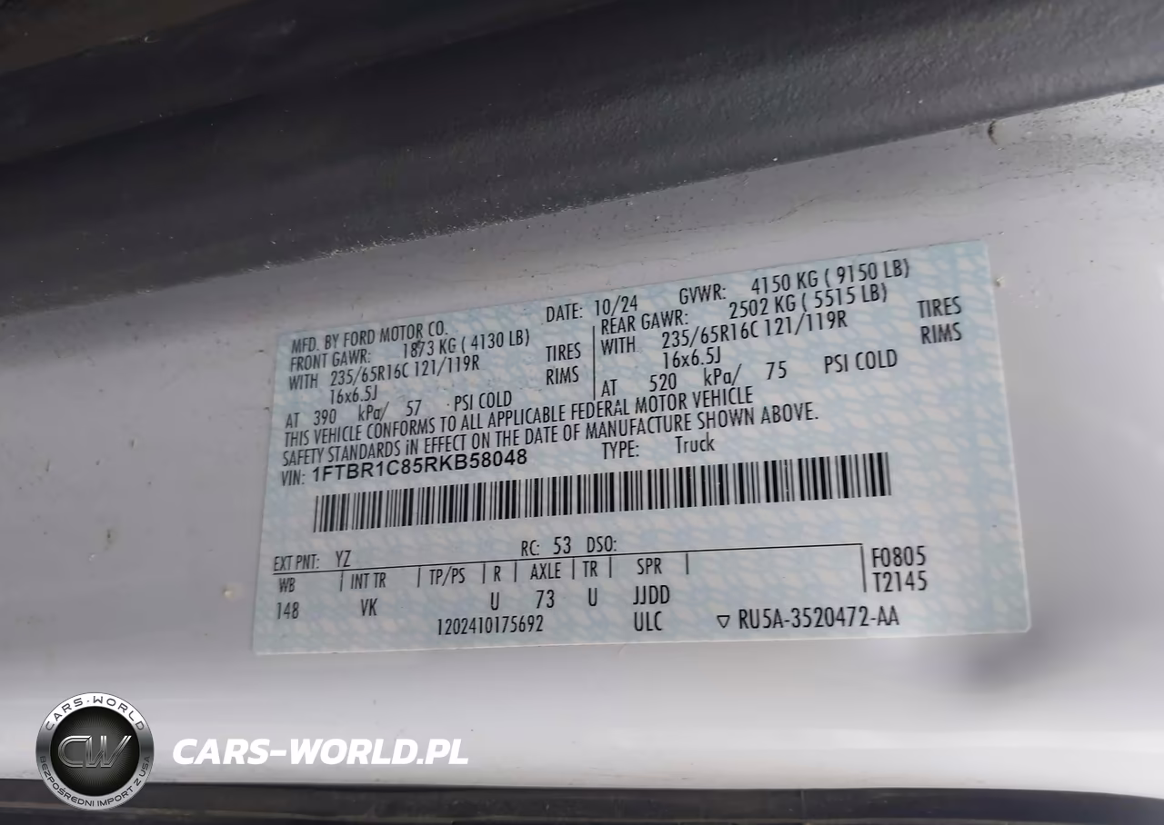 2024 Ford Transit-250 VIN:1FTBR1C85RKB58048 - 9