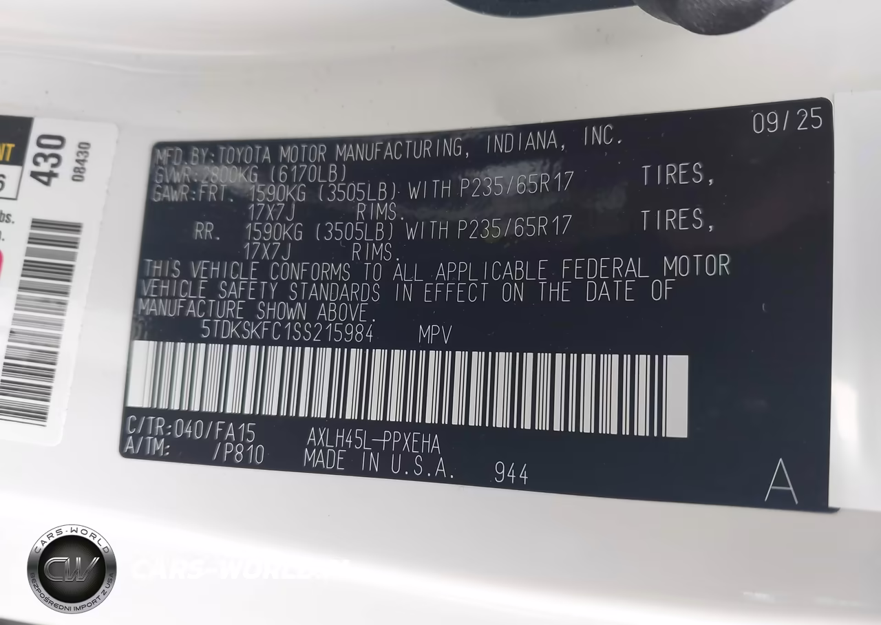 2025 Toyota Sienna Le VIN:5TDKSKFC1SS215984 - 9