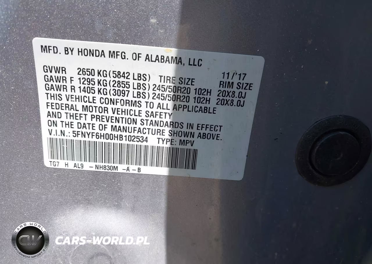 2017 Honda Pilot Elite VIN:5FNYF6H00HB102534 - 9