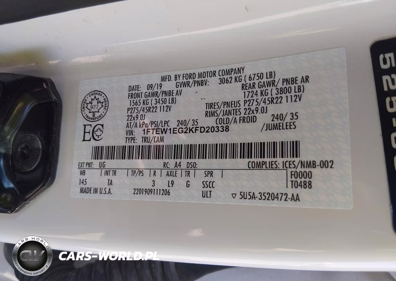 2019 Ford F-150 Limited VIN:1FTEW1EG2KFD20338 - 9