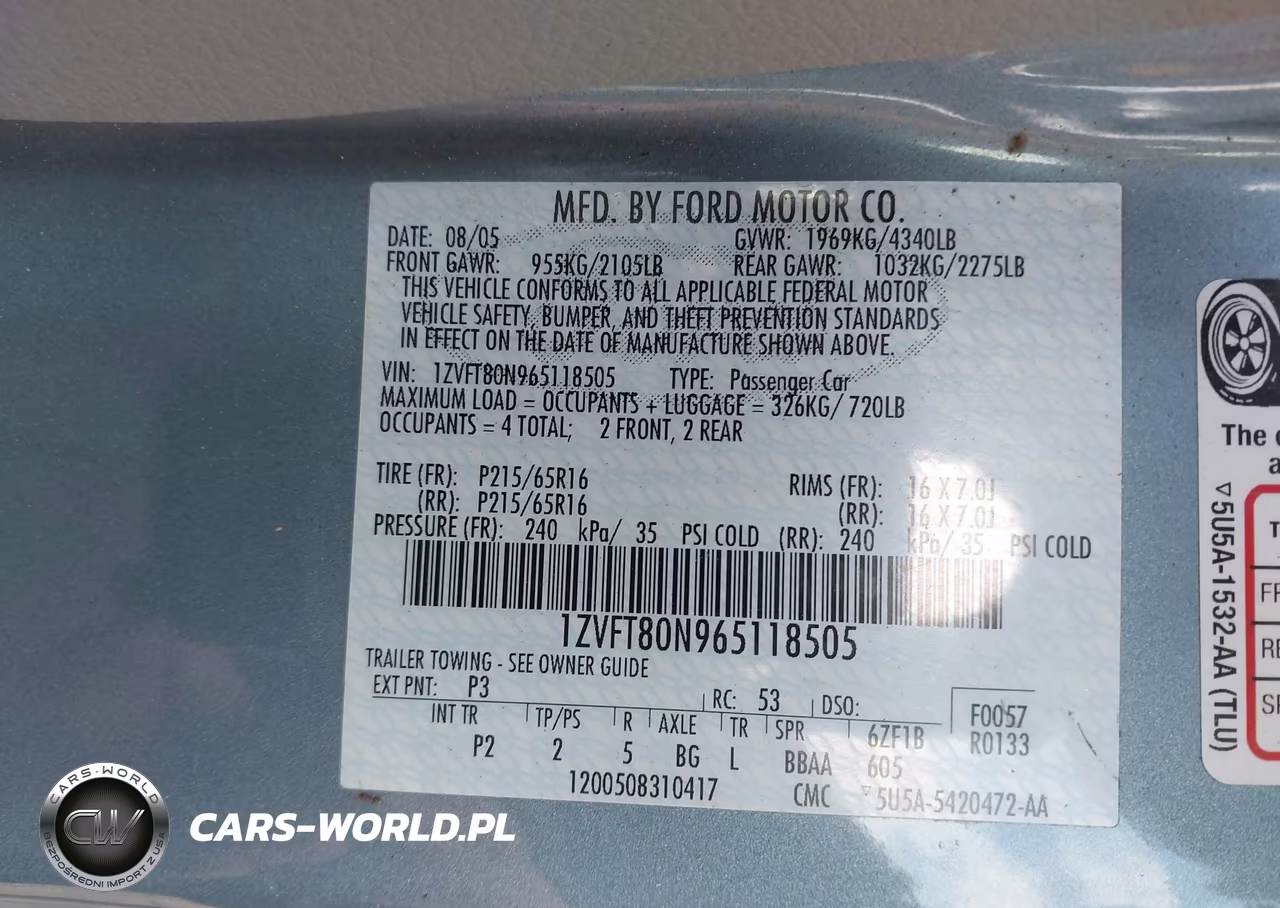 2006 Ford Mustang V6 VIN:1ZVFT80N965118505 - 9
