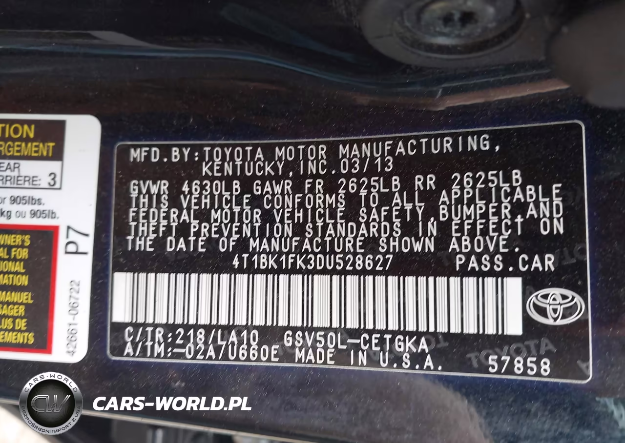 2013 Toyota Camry Xle V6 VIN:4T1BK1FK3DU528627 - 9