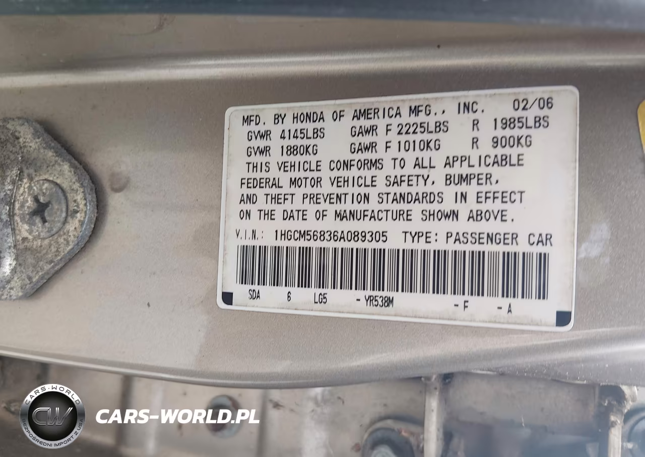 2006 Honda Accord 2.4 Ex VIN:1HGCM56836A089305 - 9