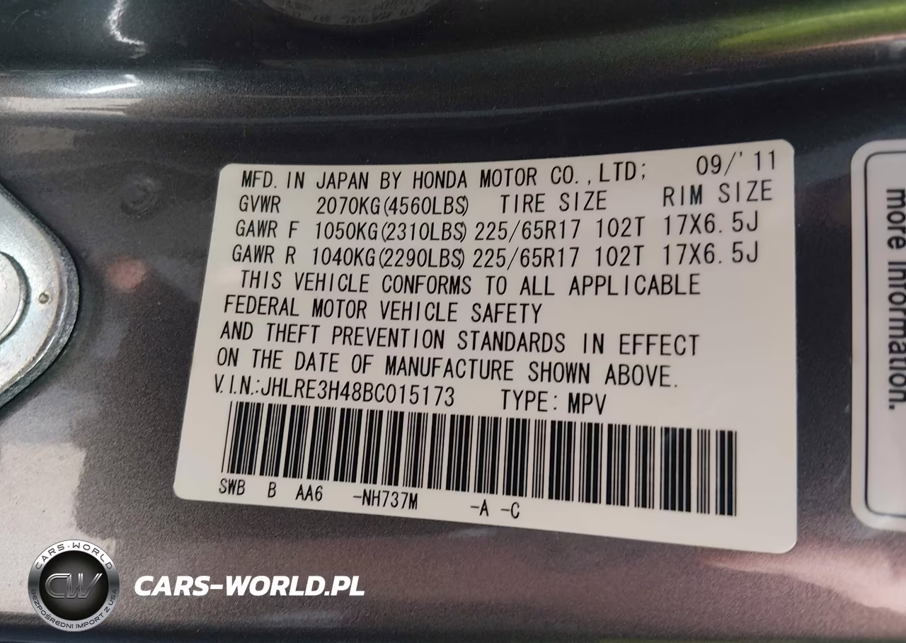 2011 Honda Cr-V Se VIN:JHLRE3H48BC015173 - 9