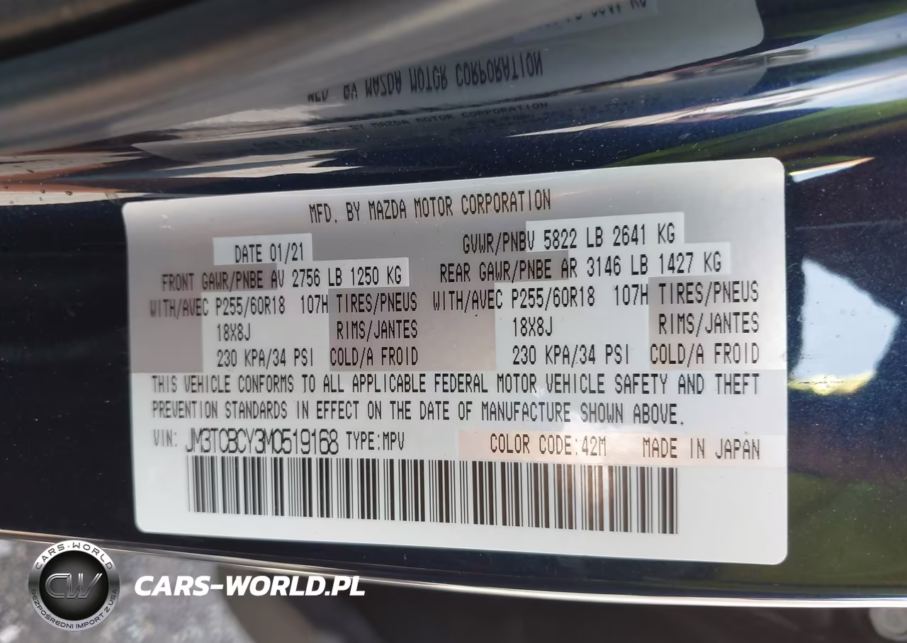 2021 Mazda Cx-9 Touring VIN:JM3TCBCY3M0519168 - 9