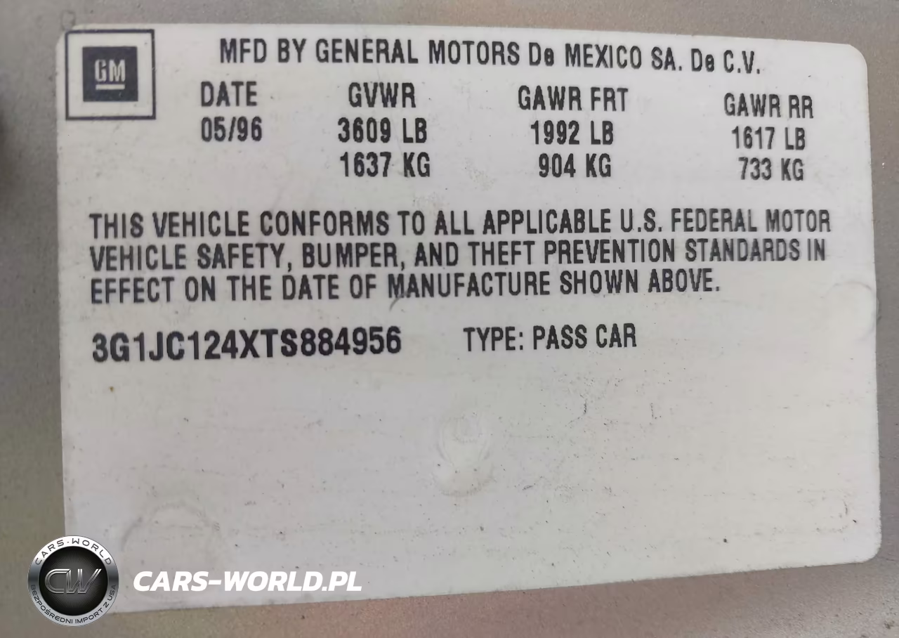 1996 Chevrolet Cavalier VIN:3G1JC124XTS884956 - 9