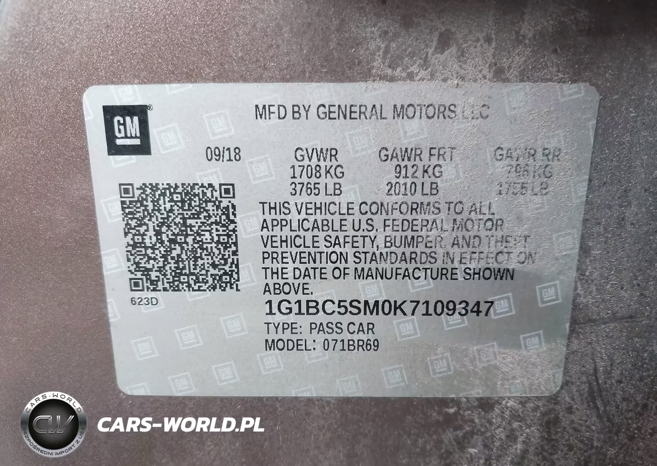 2019 Chevrolet Cruze Ls VIN:1G1BC5SM0K7109347 - 9