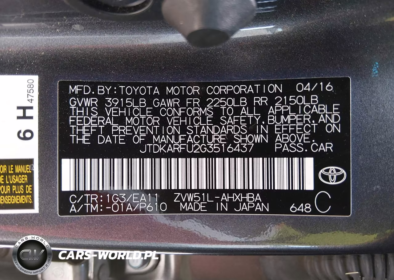 2016 Toyota Prius Four Touring VIN:JTDKARFU2G3516437 - 9