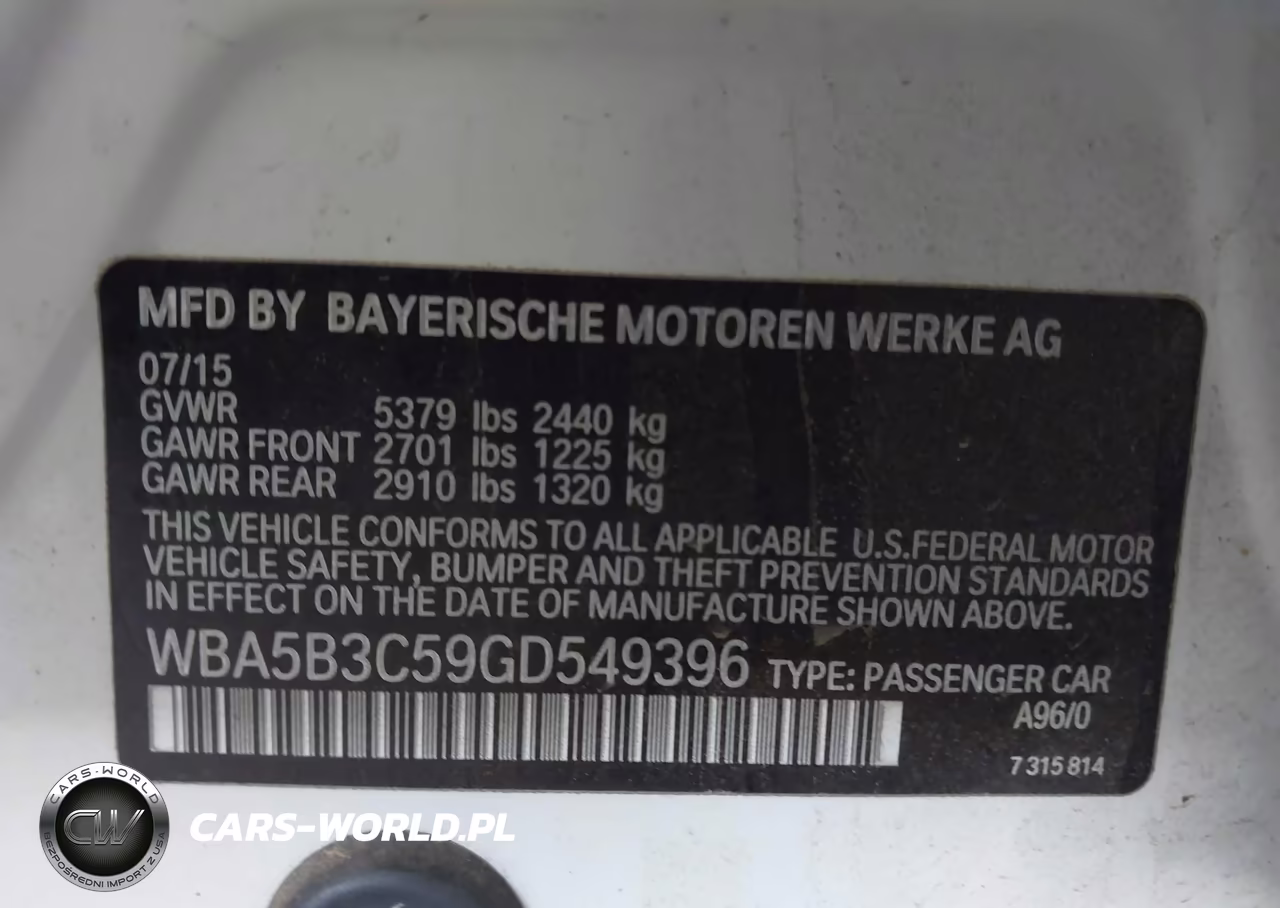 2016 BMW 535I xDrive VIN:WBA5B3C59GD549396 - 9