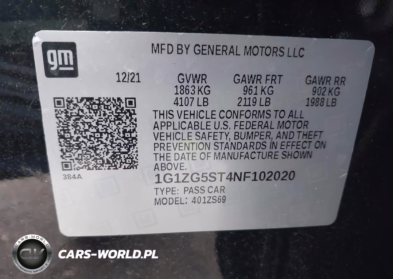 2022 Chevrolet Malibu Fwd Rs VIN:1G1ZG5ST4NF102020 - 9
