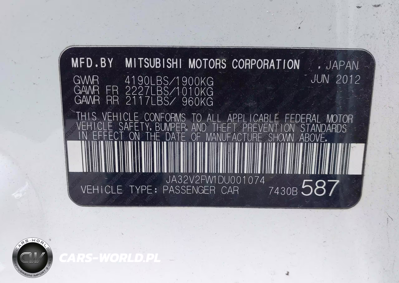 2013 Mitsubishi Lancer Se VIN:JA32V2FW1DU001074 - 9
