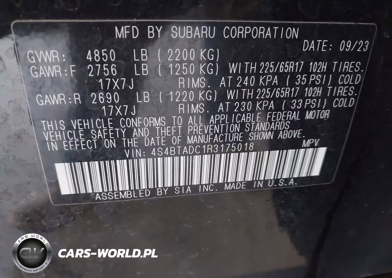 2024 Subaru Outback Premium VIN:4S4BTADC1R3175018 - 9