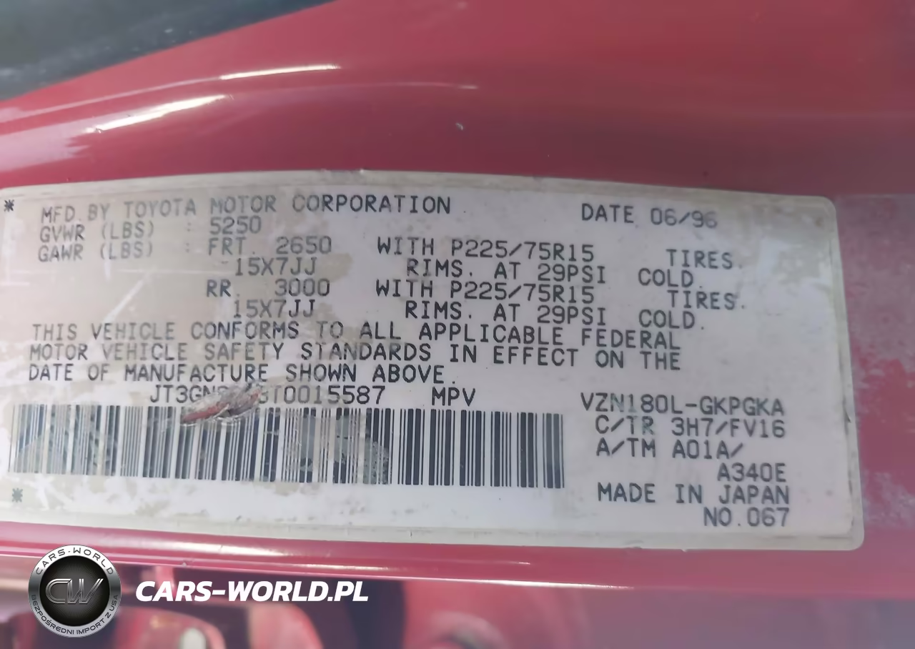 1996 Toyota 4Runner Sr5 VIN:JT3GN86R3T0015587 - 9
