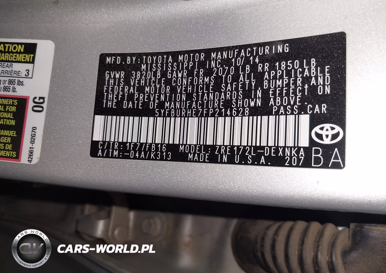 2015 Toyota Corolla Le VIN:5YFBURHE7FP214628 - 9