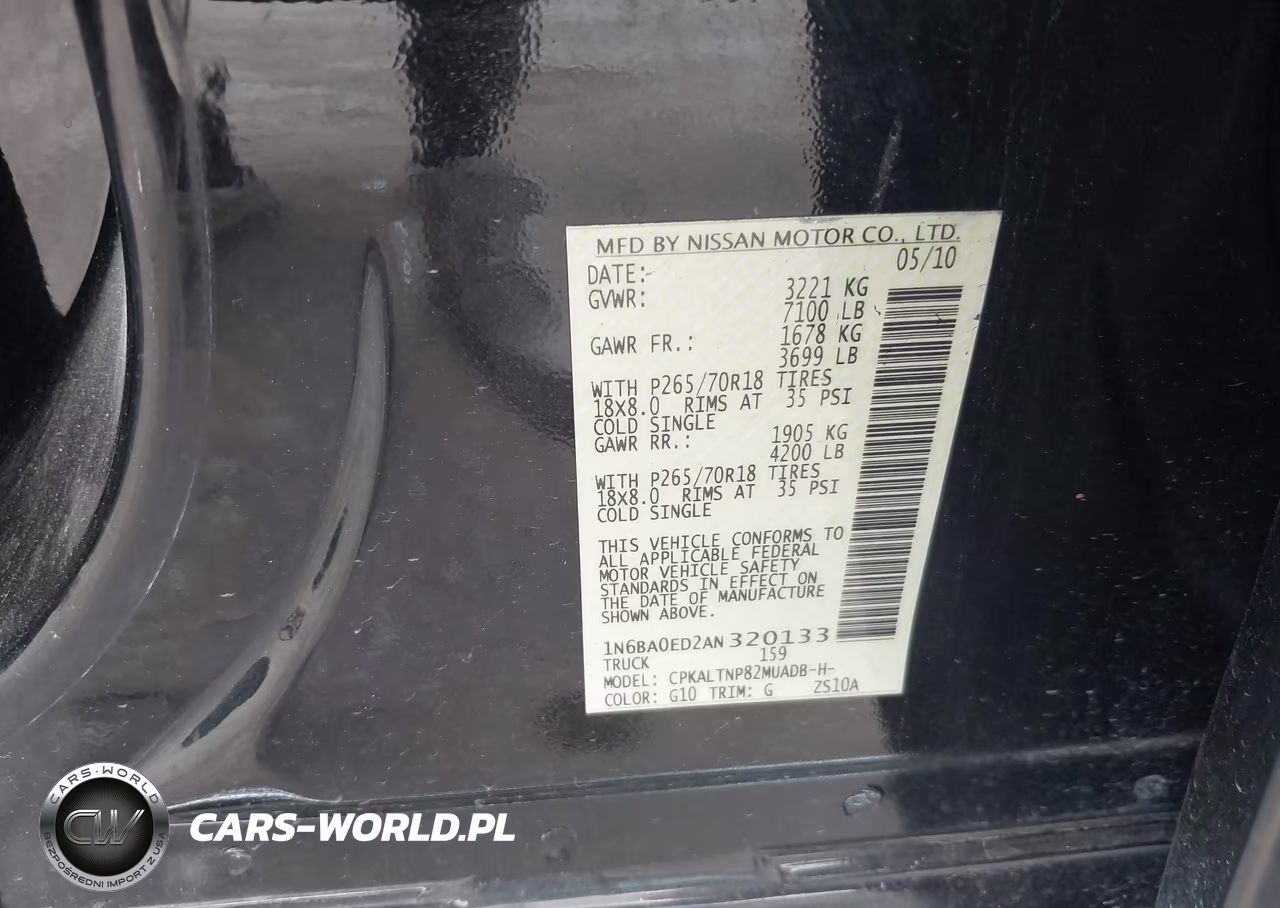 2010 Nissan Titan Se VIN:1N6BA0ED2AN320133 - 9