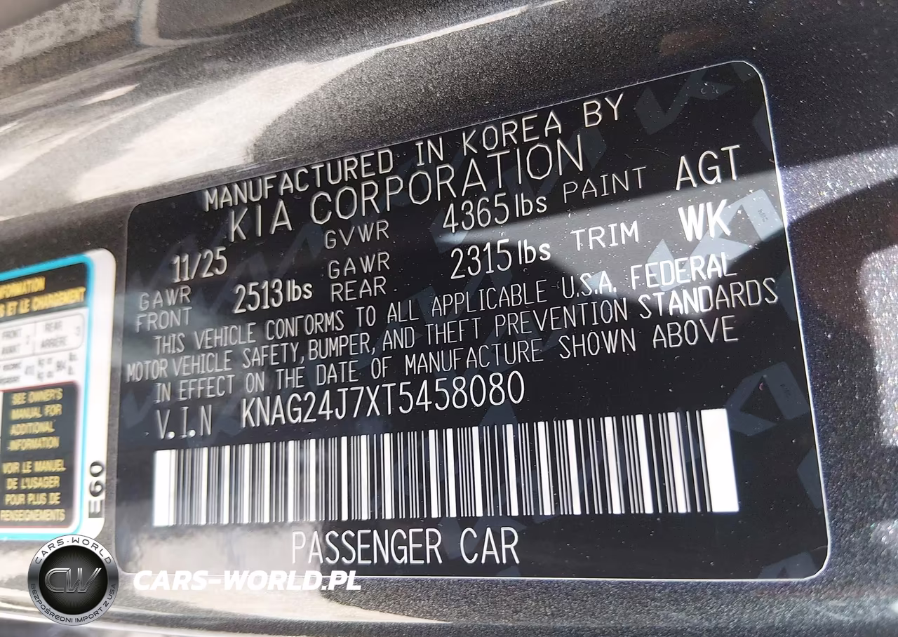 2026 Kia K5 Lxs Fwd VIN:KNAG24J7XT5458080 - 9