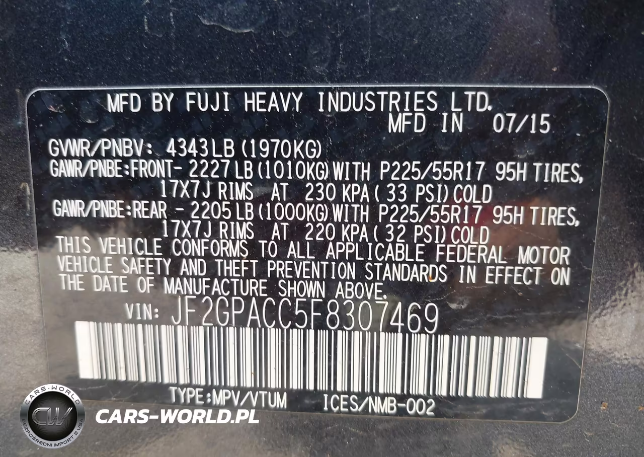 2015 Subaru Xv Crosstrek 2.0I Premium VIN:JF2GPACC5F8307469 - 9