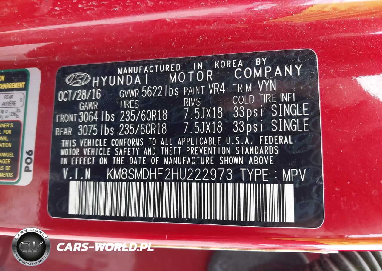 2017 Hyundai Santa Fe Se VIN:KM8SMDHF2HU222973 - 9