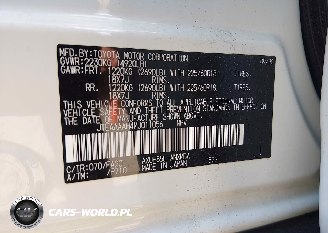 2021 Toyota Venza Le VIN:JTEAAAAH4MJ011056 - 9