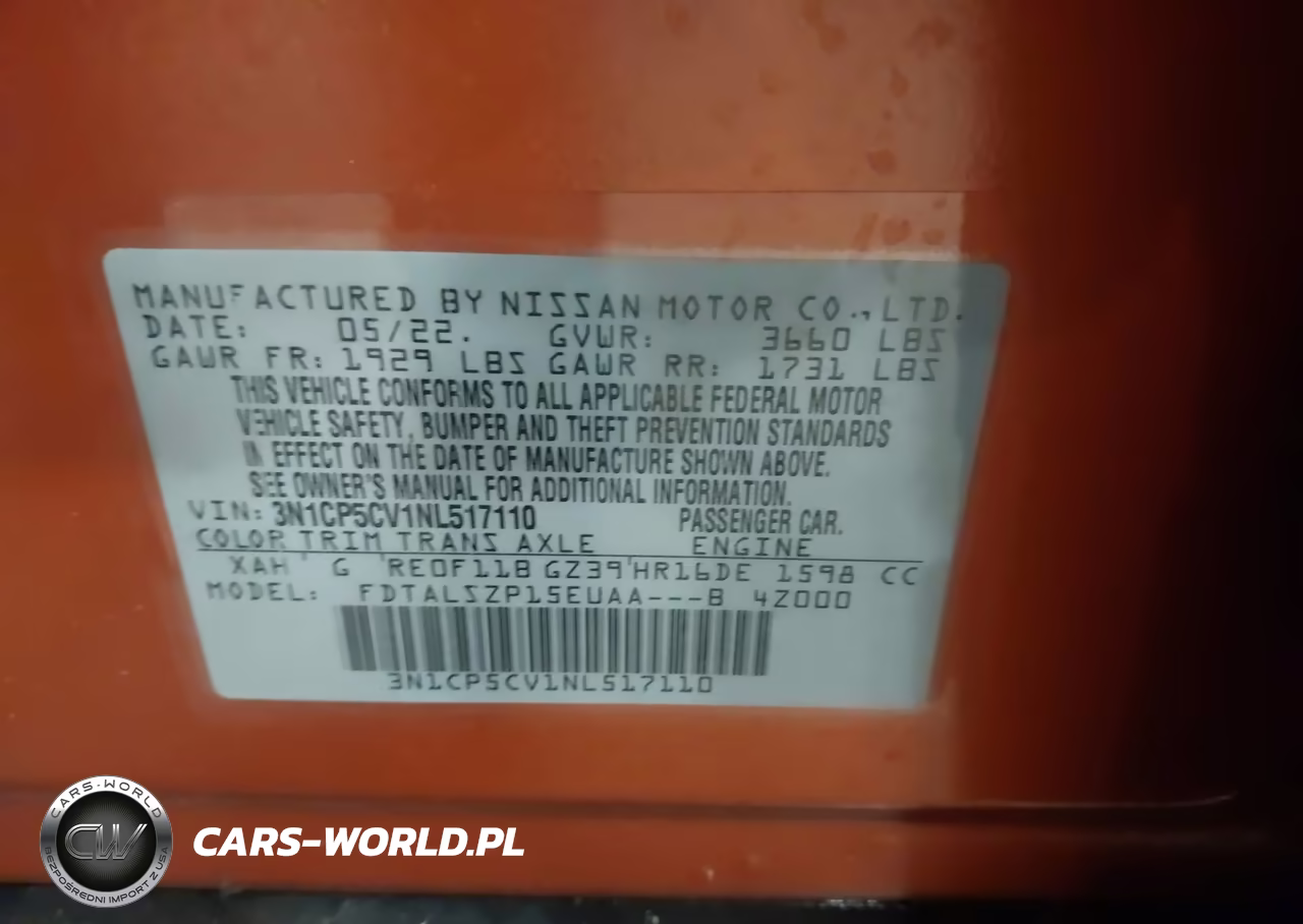 2022 Nissan Kicks Sv Xtronic Cvt VIN:3N1CP5CV1NL517110 - 9