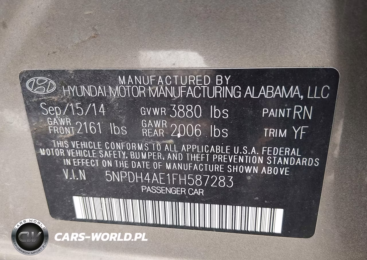 2015 Hyundai Elantra Limited VIN:5NPDH4AE1FH587283 - 9