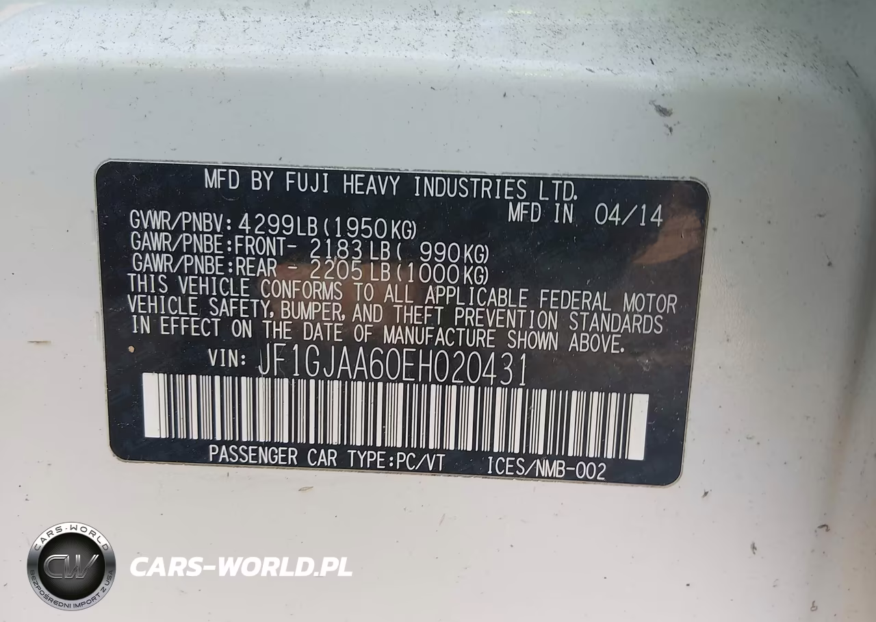 2014 Subaru Impreza 2.0I VIN:JF1GJAA60EH020431 - 9
