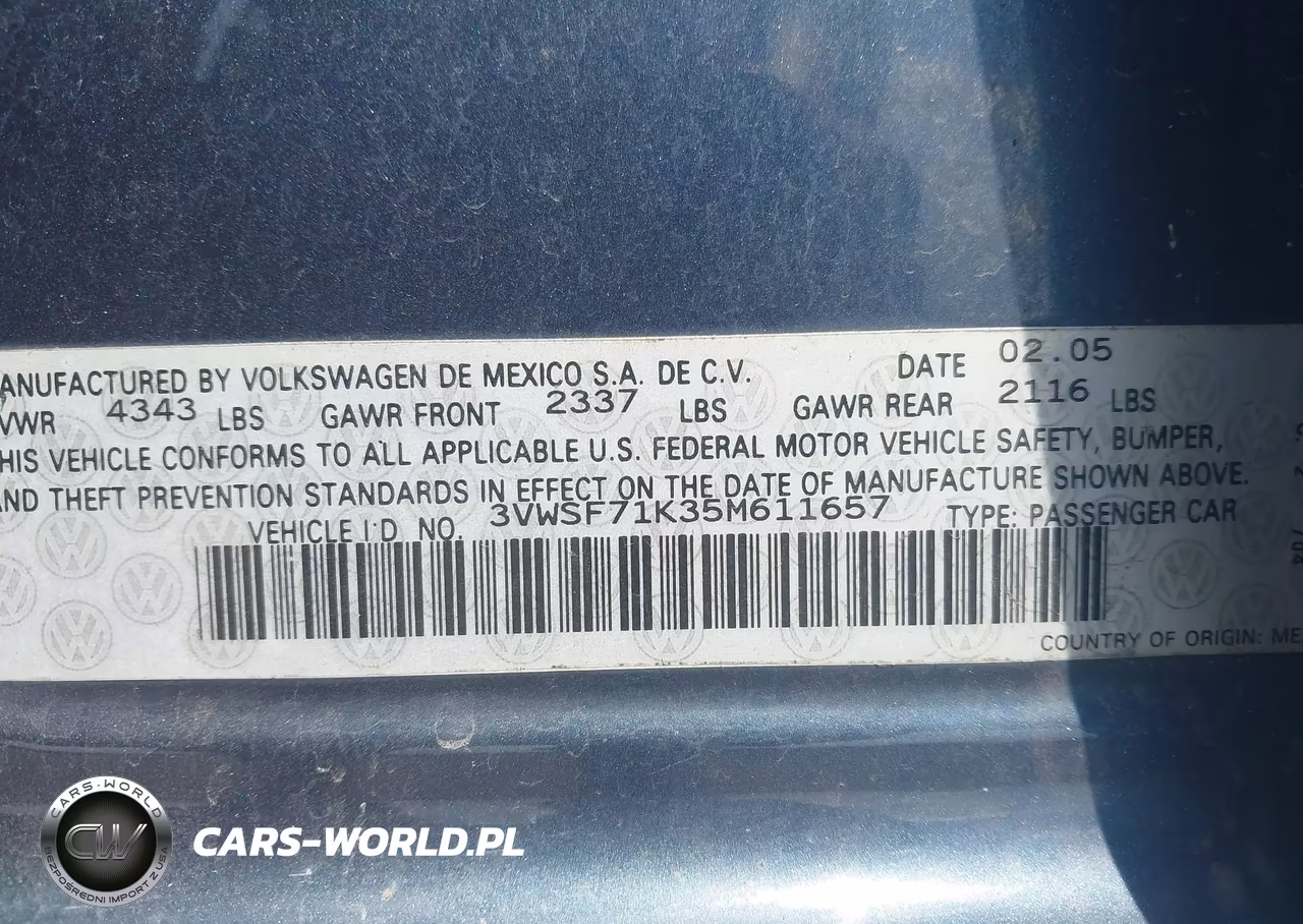 2005 Volkswagen Jetta 2.5 VIN:3VWSF71K35M611657 - 9