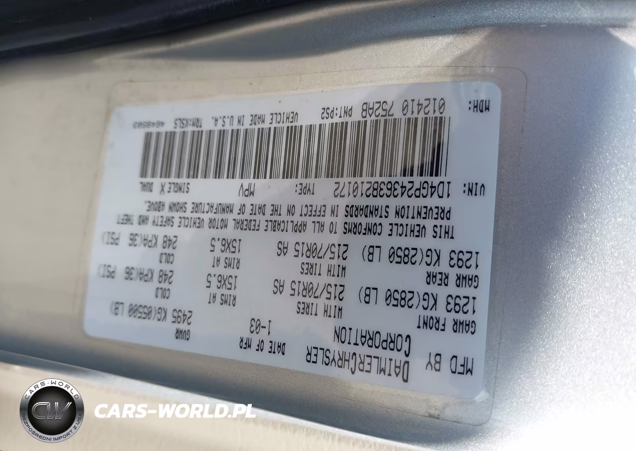 2003 Dodge Grand Caravan Se VIN:1D4GP24363B210172 - 9