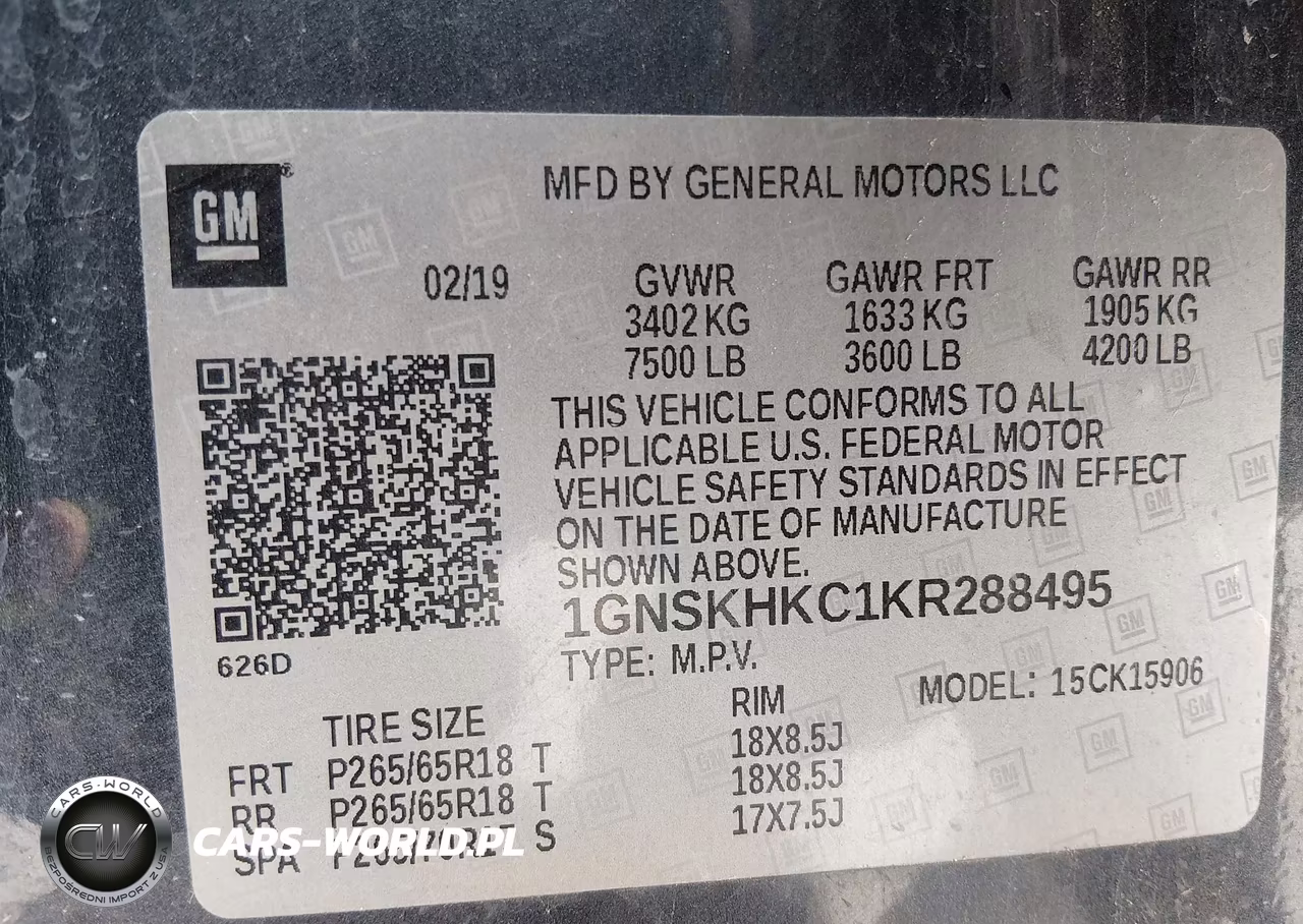 2019 Chevrolet Suburban Lt VIN:1GNSKHKC1KR288495 - 9